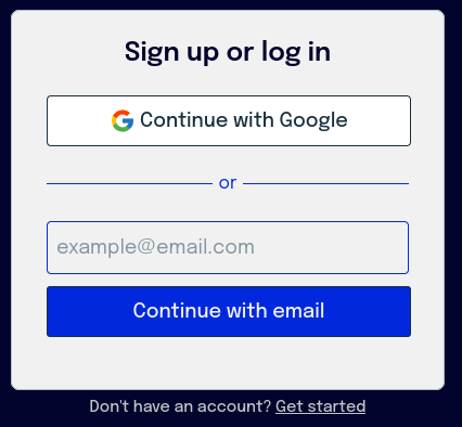 Dashboard login page