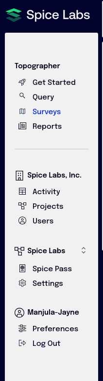 Dashboard left navigation