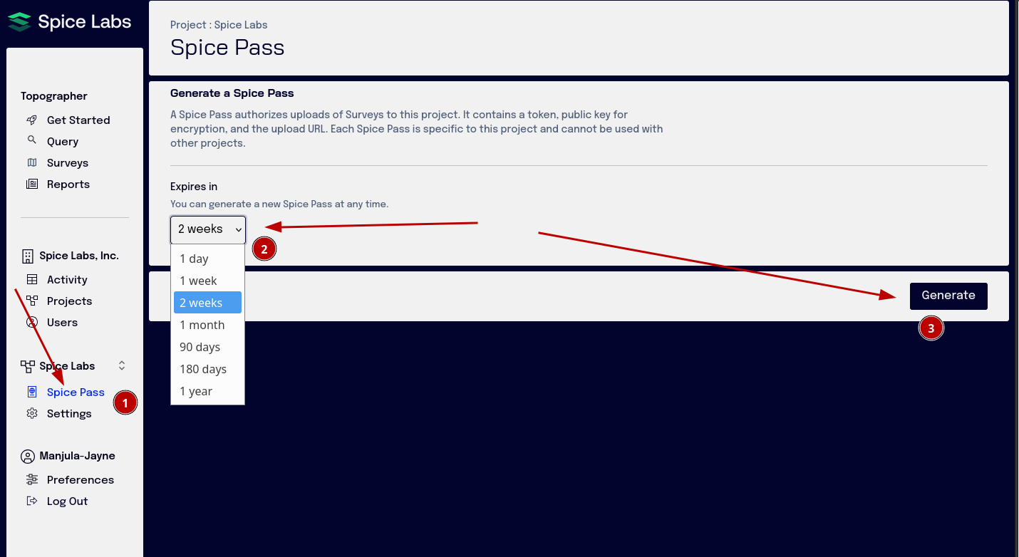 Generate credentials for Spice Pass