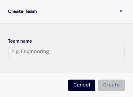 Create team dialog